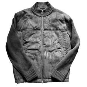 Men’s XL Full Zip Sweater Jacket Faux Suede Knit FCUK Fall Winter Black